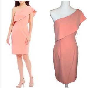 Antonio Melani Jony Flamingo One Shoulder Overlay Dress